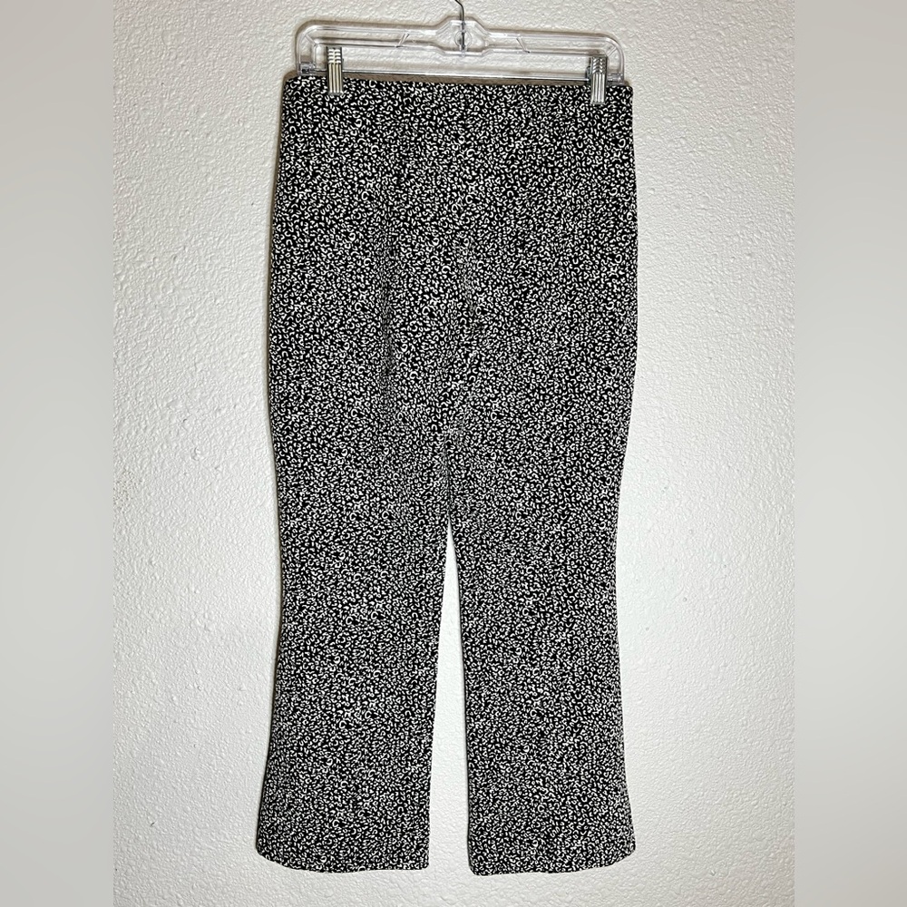 Anthropologie Essential Crop Flare Pants Black White Knit Stretch Waist